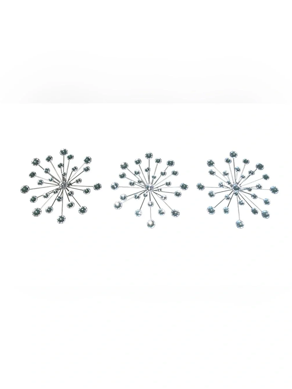 Radiant Burst Wall Mirrors Trio - Silver Crystal Accents